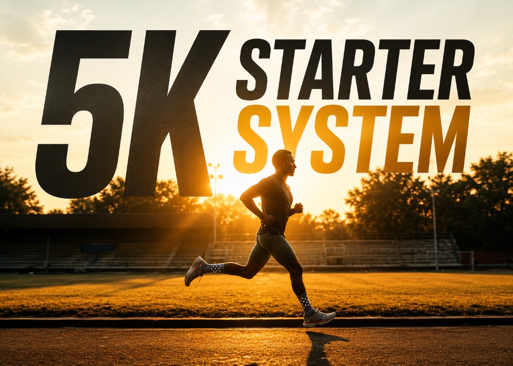 5K Starter System — runner on a track at sunset